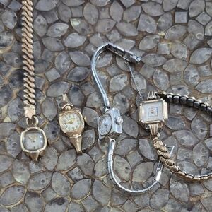 Parts Only Lot Of Vintage Bulova, Hamilton & Louis Watches